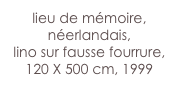 lieu de mémoire,
néerlandais,
lino sur fausse fourrure,
120 X 500 cm, 1999