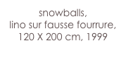 snowballs,
lino sur fausse fourrure,
120 X 200 cm, 1999