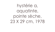 hystérie a,
aquatinte, 
pointe sèche,
23 X 29 cm, 1978


