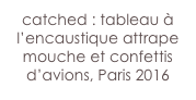 catched : tableau à l’encaustique attrape mouche et confettis d’avions, Paris 2016