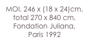 MOI, 246 x (18 x 24)cm, total 270 x 840 cm,
Fondation Juliana, 
Paris 1992