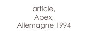 article,
Apex,
Allemagne 1994
