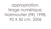 appropriation,
tirage numérique,
Noirmoutier (FR) 1998,
92 X 50 cm, 2006

