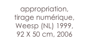 appropriation,
tirage numérique,
Weesp (NL) 1999,
92 X 50 cm, 2006

